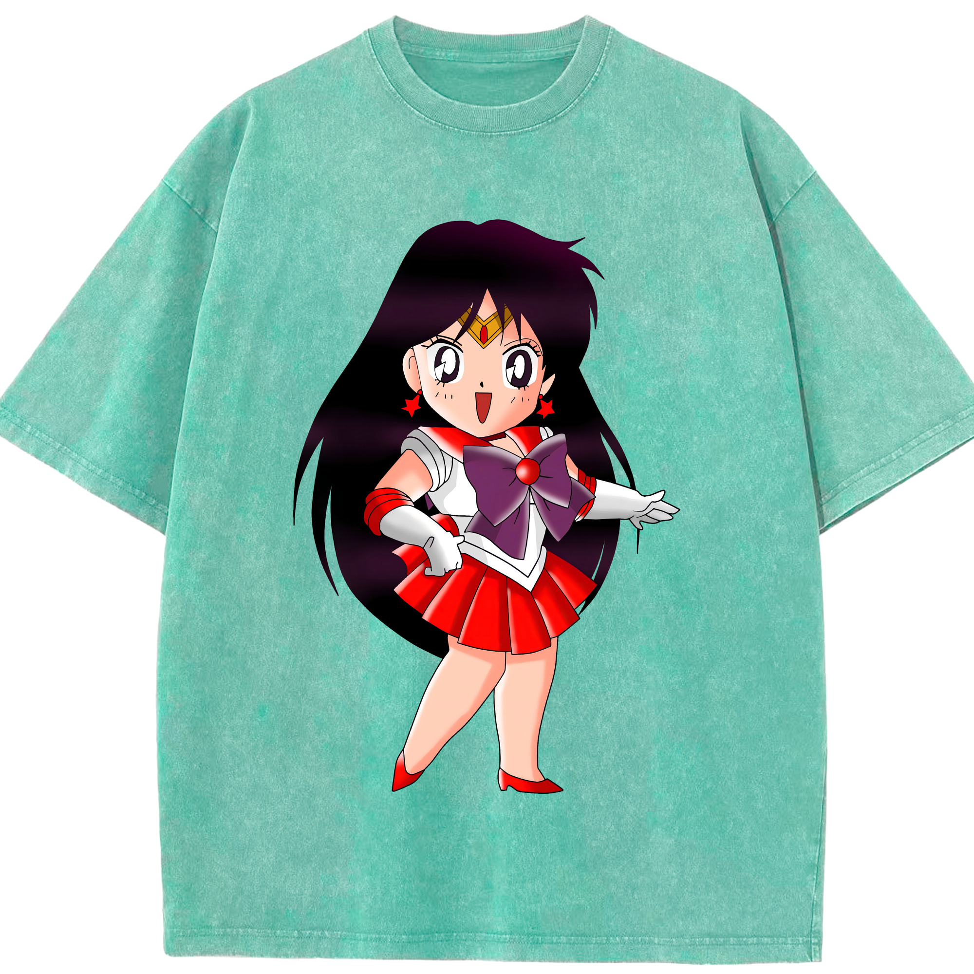 （画像用） 美少女戦士セーラームーン 火野レイ ひの レイ Sailor Moon Hino Rei （セーラーマーズ,Sailor Mars） 綿100% ヴィンテージ風 半袖Tシャツ（フロントプリント）